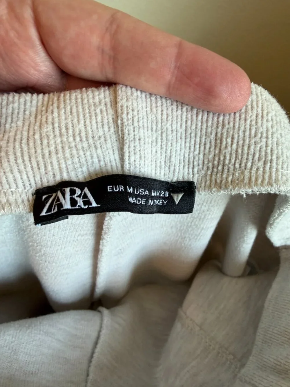 Zara Soft Knit Wide Leg Sweater Pants Oatmeal Beige Pull On Size M - Picture 6 of 8